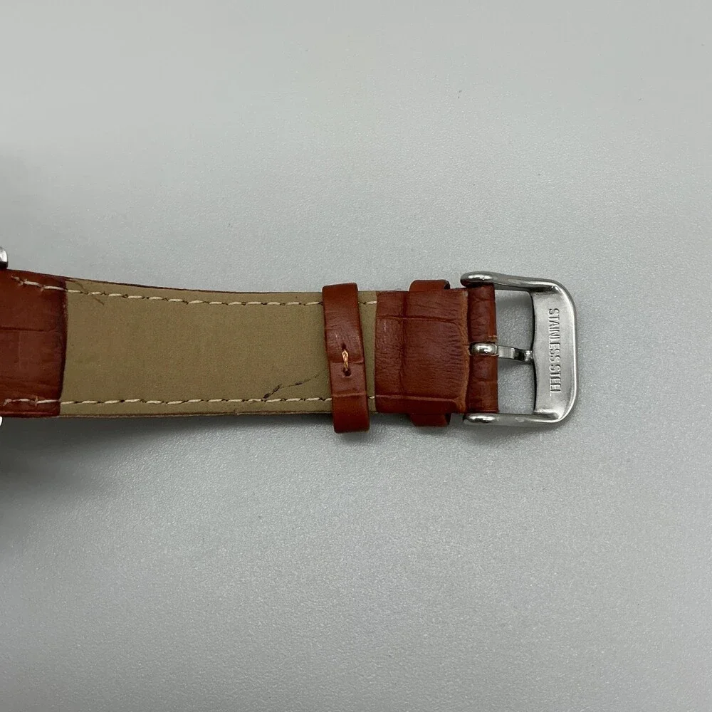 Honora Womens Watch 40mm Champagne Pearl Dial Brown Leather Issue w/ Crown
